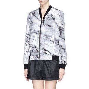Terrene Marble Print Silk Bomber Jacket Small